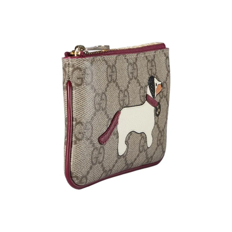 GUCCI Coated Canvas Coin Purse Key Pouch Unisex Beige & Brown-2
