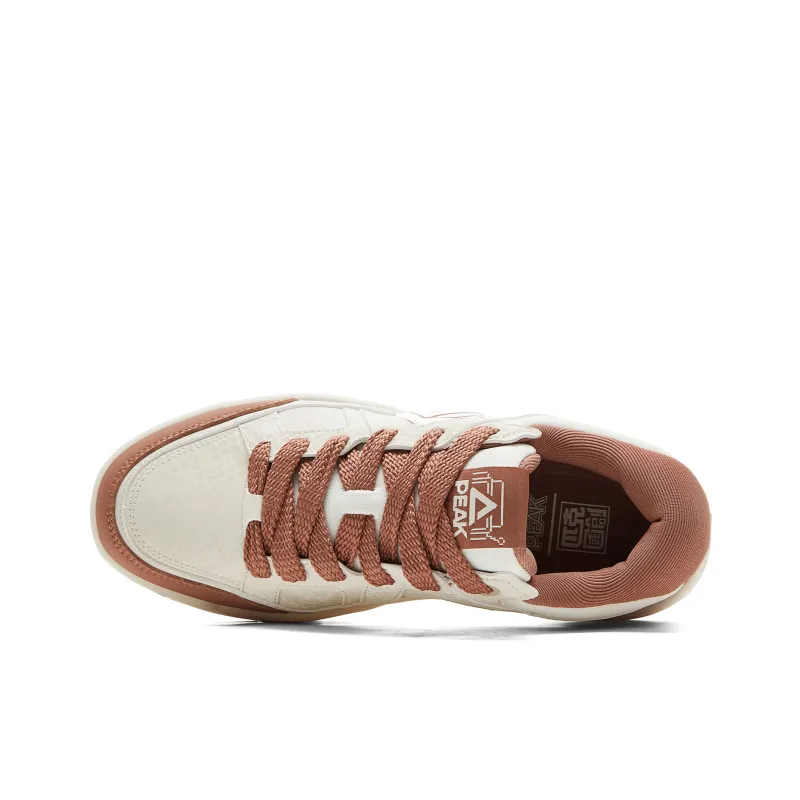 PEAK Extreme National Creativity Skateboard Shoes Men Low Top Canvas White/Toffee Brown-3