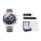 White Case Black Dial White Steel Band (Iridescent Glass)