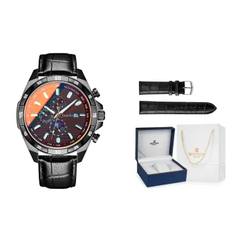 Bestdon Automatic Mechanical Movement Genuine Leather Strap Men's Watches Black Dial