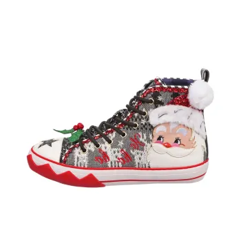 IRREGULAR CHOICE Better Not Pout Slip-Resistant High-Top Skateboard Shoes Women's Silver Gray