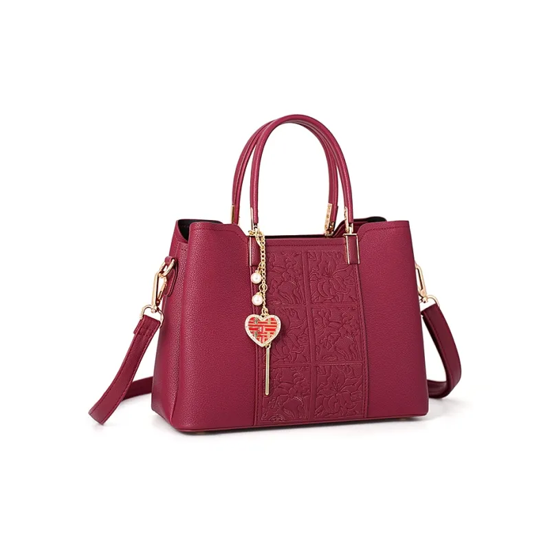 Vigno Synthetic Leather Handbag, One Shoulder Strap Regular Women's Red-2