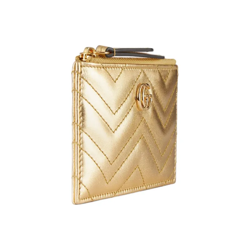 GUCCI GG Marmont Leather Key Pouch Unisex Gold-2
