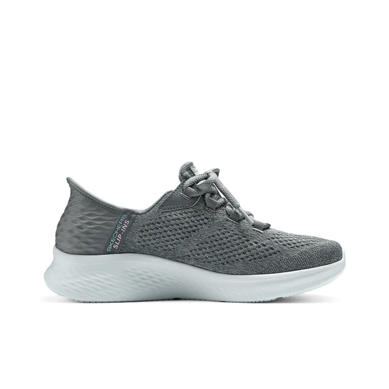 Skechers Slip Ins Slip Ins Technology Cushioned Wear Resistant Breathable Low Top Casual Shoes Women's Gray-1