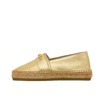 MOSCHINO Logo-lettering Metallic Leather Espadrilles