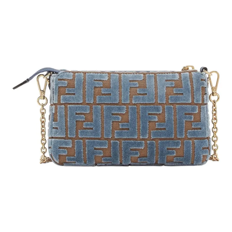 FENDI Baguette Polyester One Shoulder Clutch Women's Light Blue-3