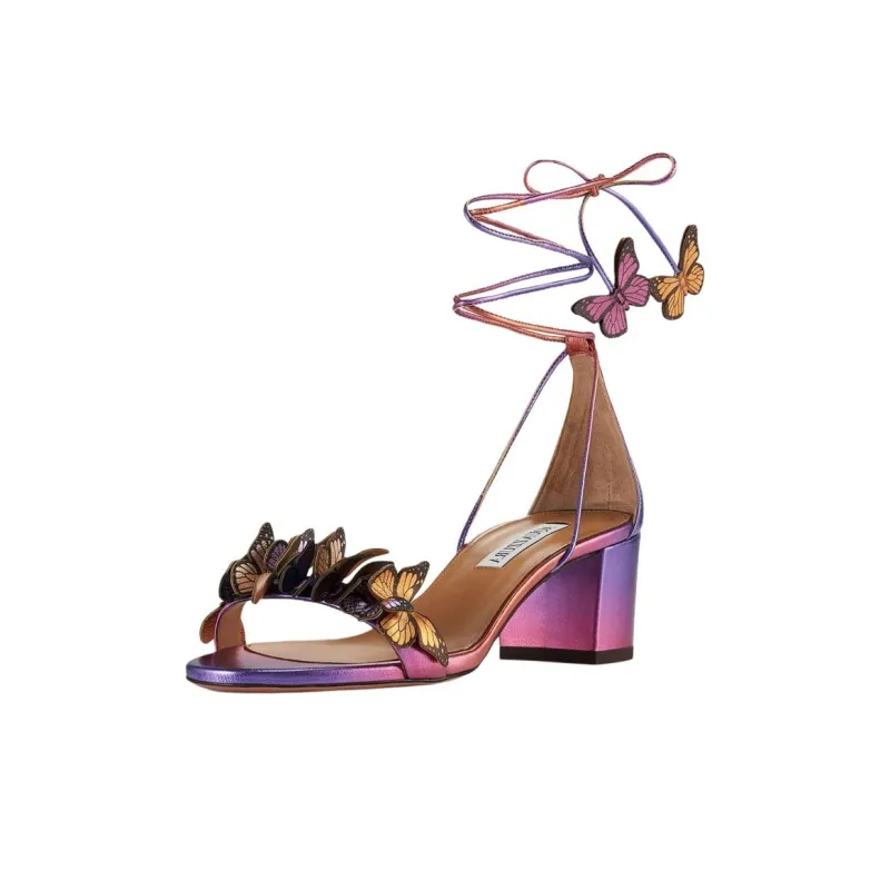 AQUAZZURA Papillon Strap Sandals 5cm Women's Purple-2