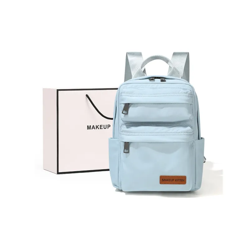 MAKEUP KITTEN Nylon Fabric Synthetic Leather Student Backpack Regular Unisex Multicolor-5
