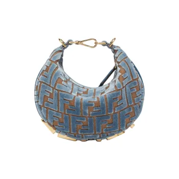 FENDI Fendigraphy Polyester Shoulder Bag Crossbody Bag Handbag Mini Women's Light Blue