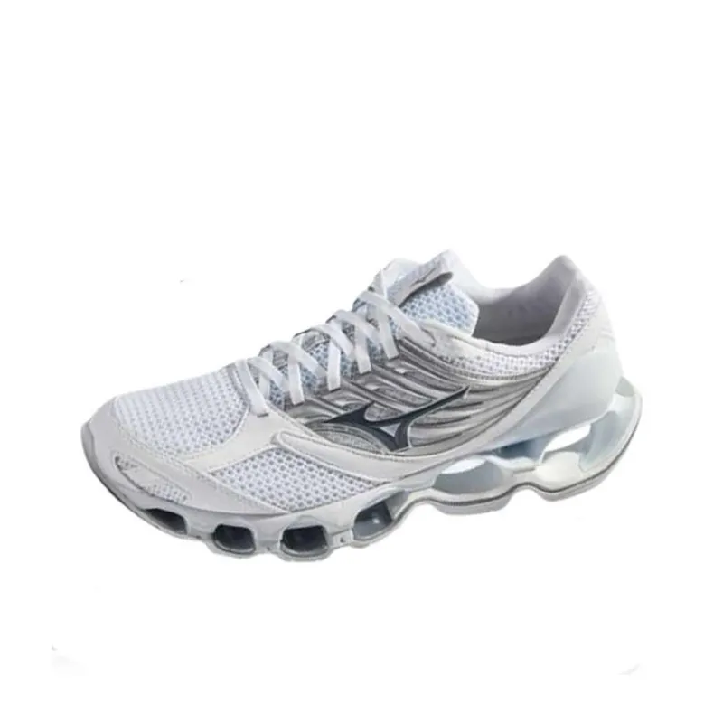 Mizuno Cushioning Anti-Slip Wear-Resistant Breathability Low-Top Running Shoes Unisex White Silver-1