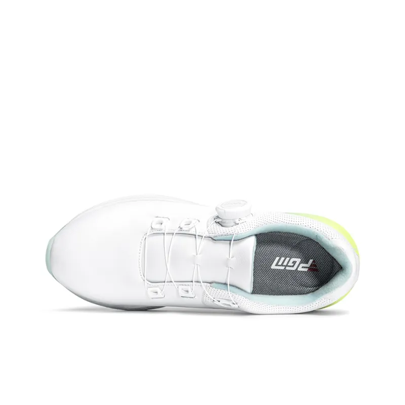 PGM Cushioned Slip Resistant Water Resistant Low Top Golf Shoes Women's White Cyan Yellow-3