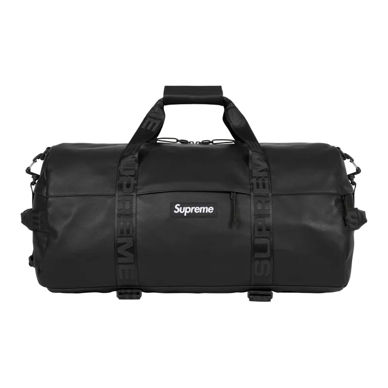 Supreme Cow Leather Handbag Travel Bag Unisex Black-0