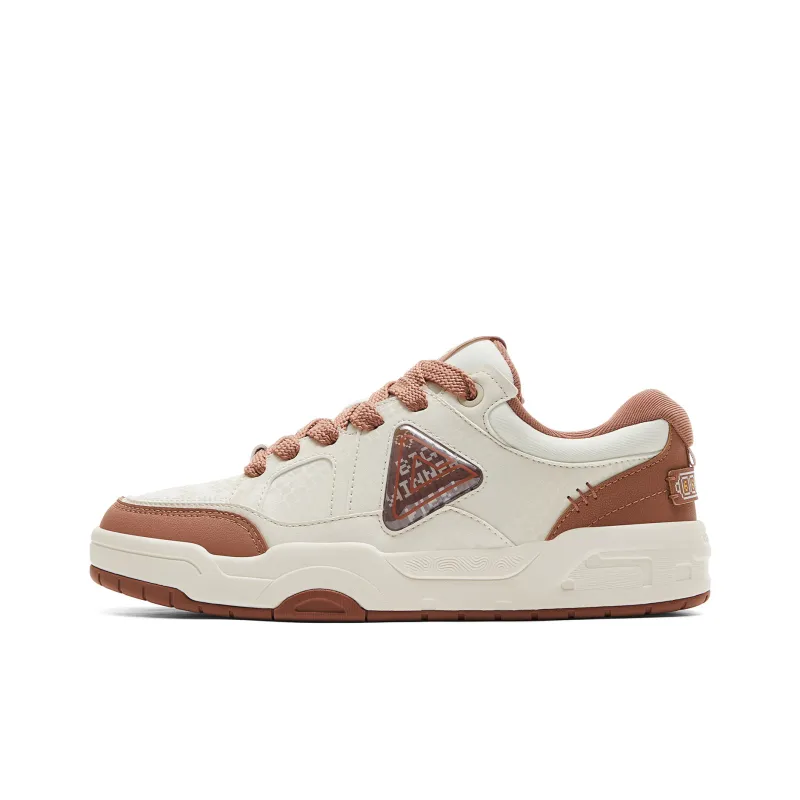 PEAK Extreme National Creativity Skateboard Shoes Men Low Top Canvas White/Toffee Brown-0