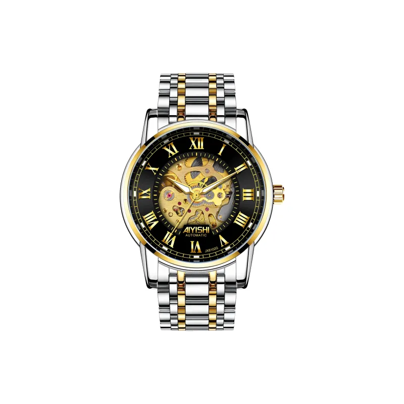 AIYISHI Automatic Mechanical Movement Stainless Steel Watchband Watch Men's Watches Black Dial-14