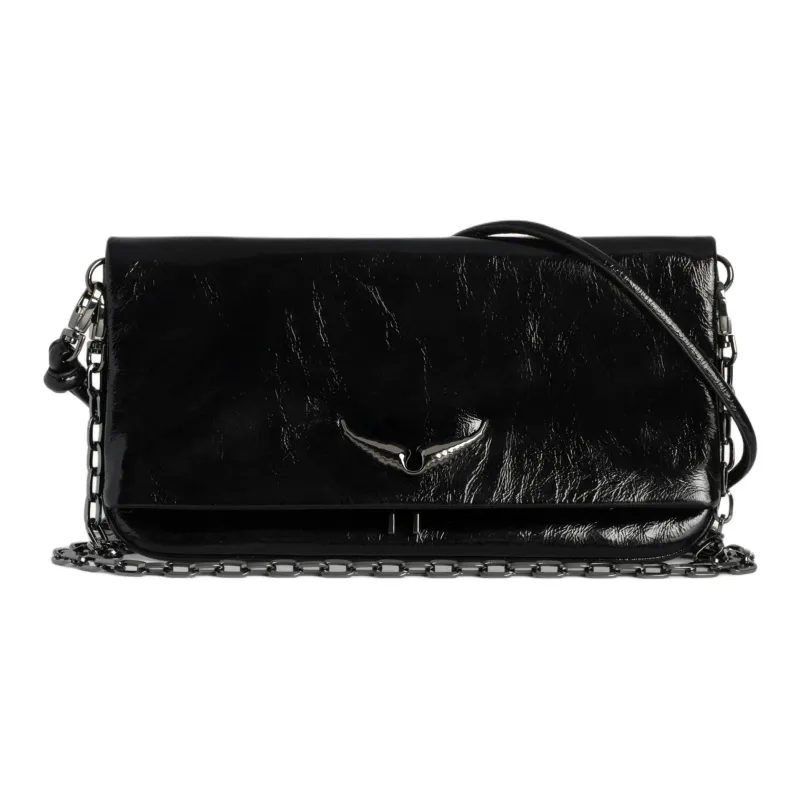 Zadig & Voltaire Patent Leather Crossbody Bag, Shoulder Bag Women's Black-0