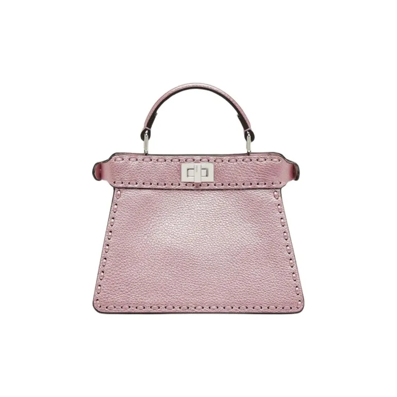FENDI Peekaboo ISeeU Calfskin Shoulder Bag Crossbody Bag Handbag Small Size Women's Metal Pink-2