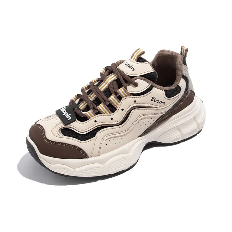 TUOPIN Chunky Sneakers Unisex Low Top Beige Brown/Black White-28