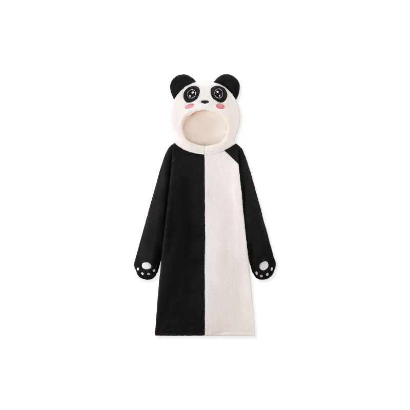 WANANNI Bath Robes Women's Black White-0