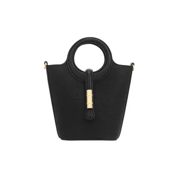 Pivsnu Silk Bucket Bag Handbag Shoulder Bag Women's Black