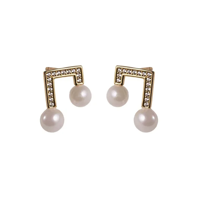 ORANGE SYMBOL Saltwater Pearl Stud Earrings Women's-4
