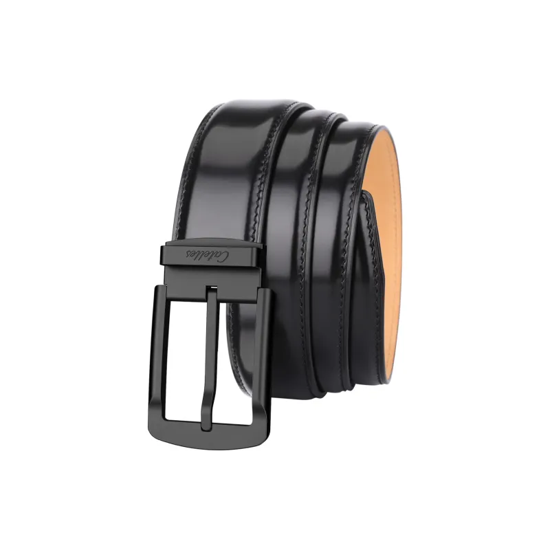 CATELLES Shiny Top Grain Cow Leather Leather Belts Men's 3.5cm-1