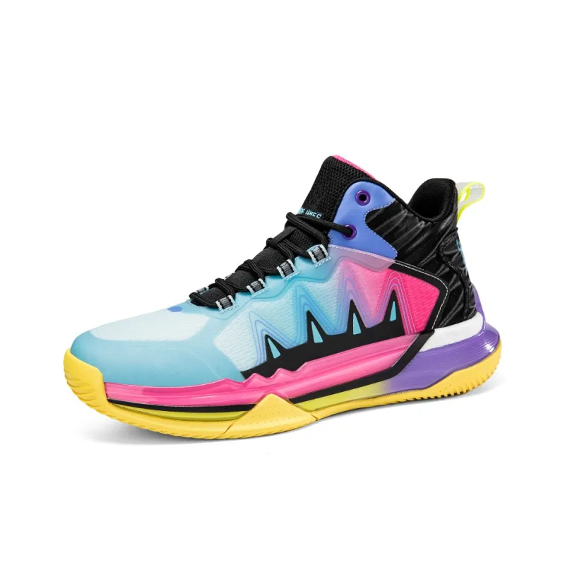 ANDEZHANMUSI Basketball Shoes Unisex High Top Iridescent Black/White Black Blue/Green Black Purple-1