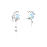 925 Sterling Silver-Star Moon Hoop Earrings