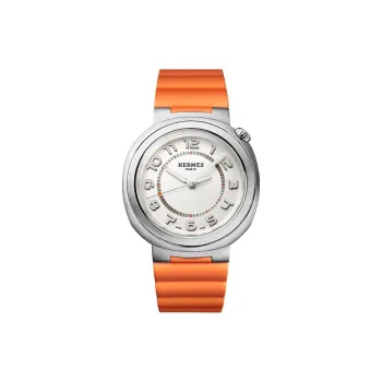 HERMES Cut Collection Wrist Watch Automatic Mechanical Movement Rubber Strap 36mm White Dial Women's Watch