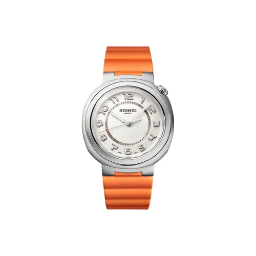 HERMES Cut Collection Wrist Watch Automatic Mechanical Movement Rubber Strap 36mm White Dial Women's Watch
