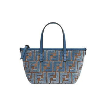 FENDI Polyester Tote Bag Shopping Bag Shoulder Bag Crossbody Bag Handbag Mini Women's Light Blue