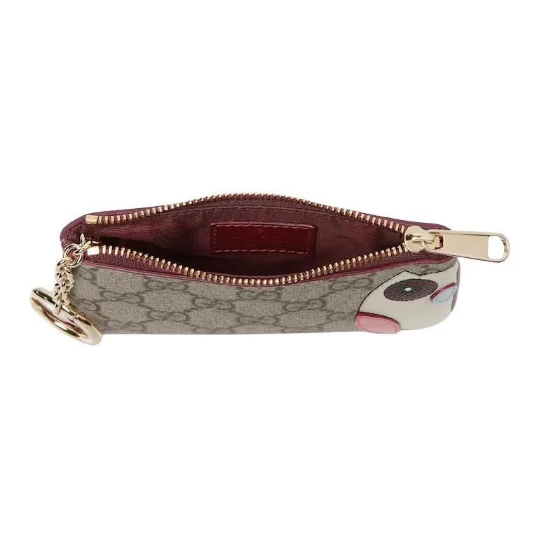 GUCCI Coated Canvas Key Pouch Unisex Beige-4