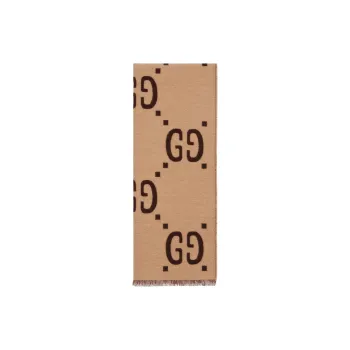 GUCCI Wool Knit Scarves Men's Brown