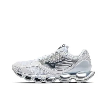 Mizuno Cushioning Anti Slip Wear Resistant Breathability Low Top Running Shoes Unisex White Silver