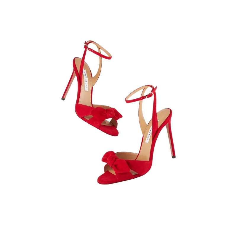 AQUAZZURA Very Bow Tie Strap Sandals 10.5cm Women's Red-4