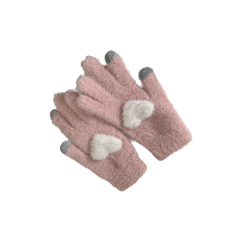 Mulinsen Polyester Knit Gloves Women's Pink-0