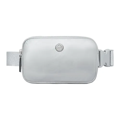 TORY BURCH Metal Nylon One Shoulder Crossbody Fanny Pack Women's Silver
