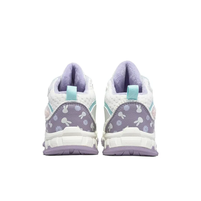 XTEP Anti-Kick Cushioning Mid-Top Kids Lifestyle Shoes White Purple Children Aged 3-7 Years Old-3