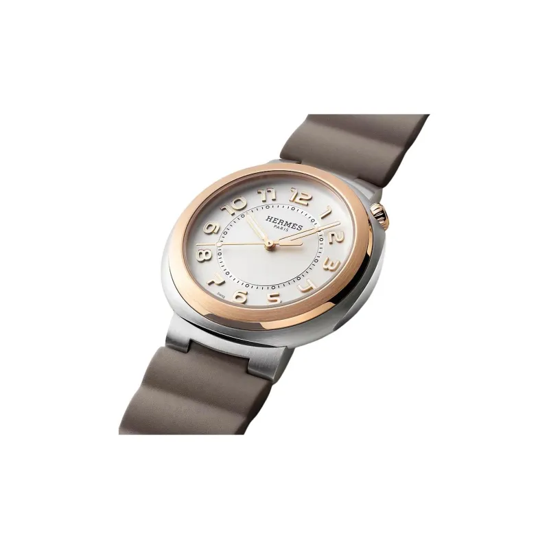 HERMES Cut Collection Wrist Watch Automatic Mechanical Movement Rubber Strap 36mm White Dial Women's Watch-2