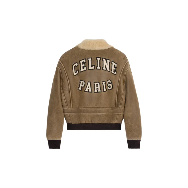 CELINE Aviator Blouson Jacket In Vintage Shearling-1