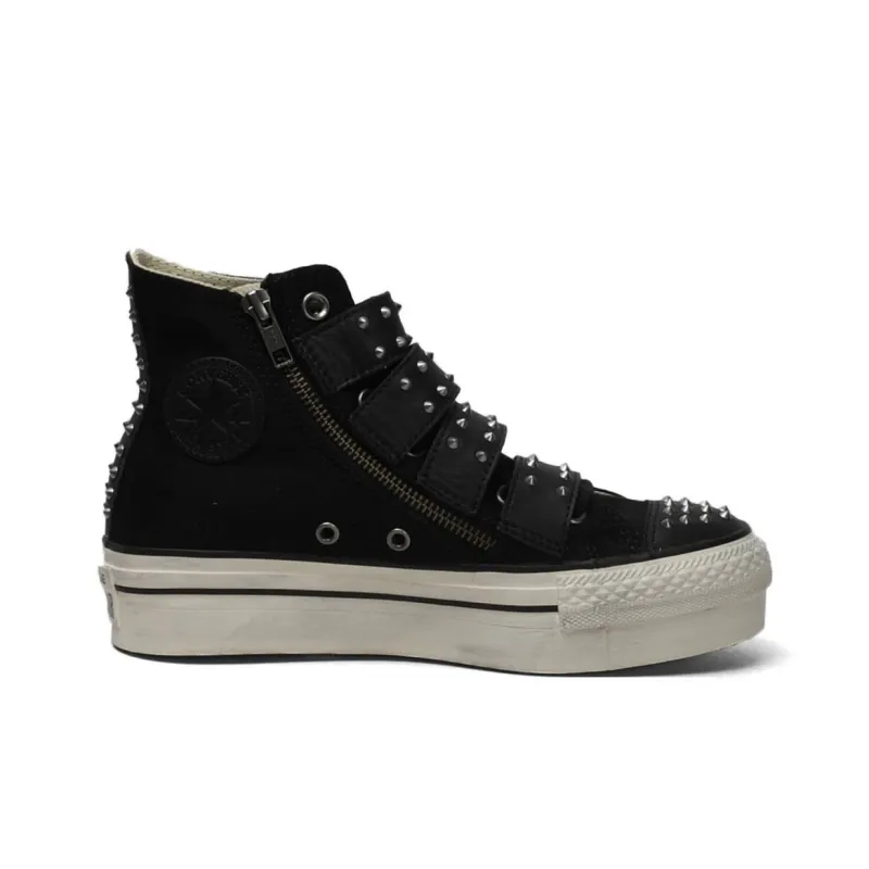Converse All Star Wear-resistant And Lightweight High-Top Canvas Shoes Women's Black White-1