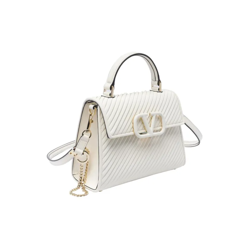 Valentino VSLING Calfskin Shoulder Bag Crossbody Bag Handbag Small Size Women's White-1