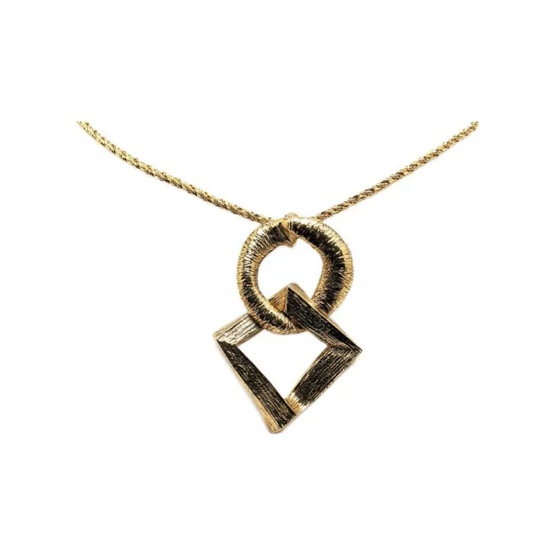 SAINT LAURENT 20th Century Plated Rhombus Chain Costume Necklace-0