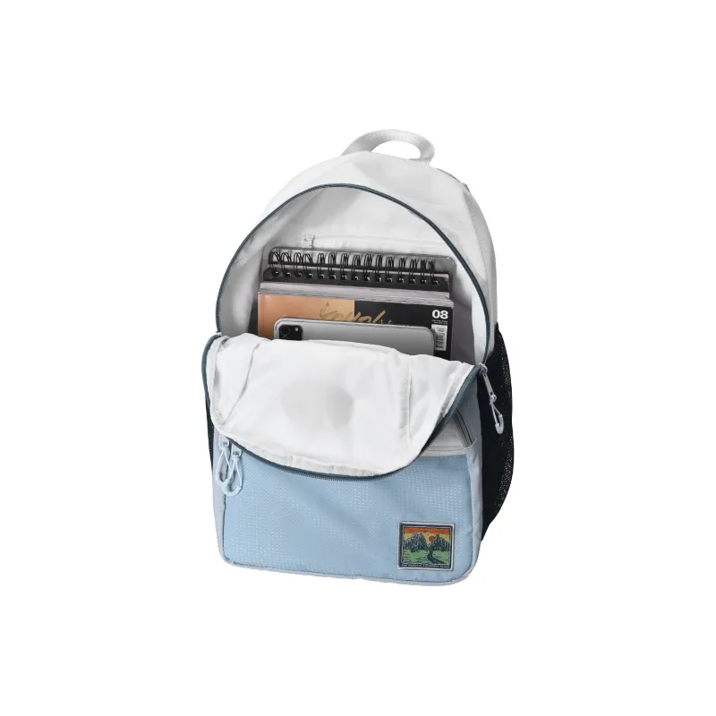FINITE LOOP Eco-Friendly Fabric Backpack Unisex White Blue-3
