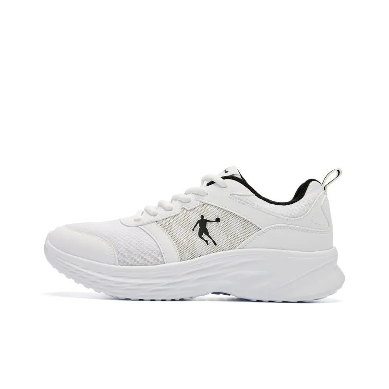 QIAODAN Support Lightweight Low Top Casual Running Shoes Men's White Black-0