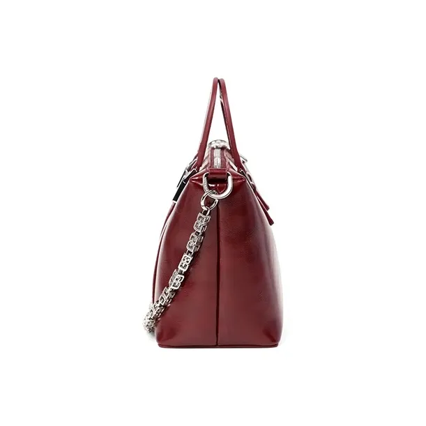 Teenmix Cow Leather Handbag, Crossbody Bag, Shoulder Bag Medium Size Women's Black/Burgundy-7