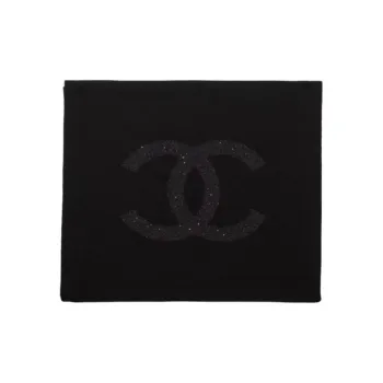 CHANEL Cashmere Knit Scarves Unisex Black