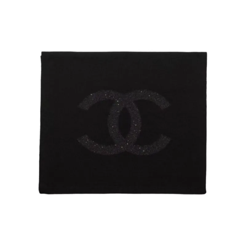 CHANEL Cashmere Knit Scarves Unisex Black-0