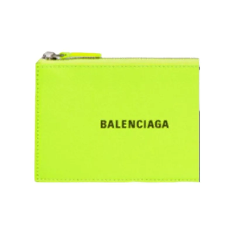 Balenciaga Cash Cow Leather Coin Purses Card Holders Large Size Men's Yellow-4