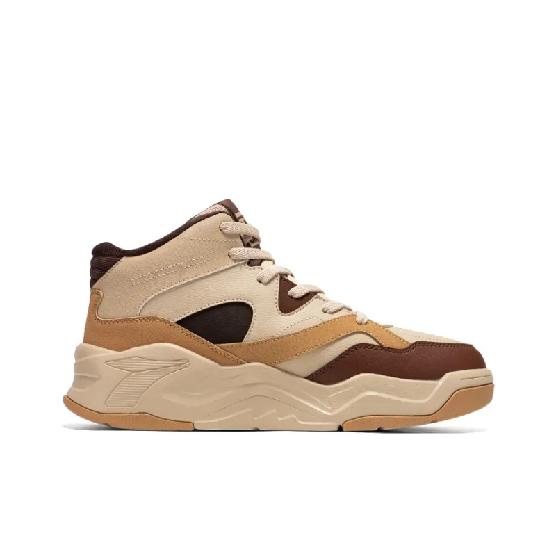 361° Anti Slip Wear Resistant High Top Casual Shoes Men's Apricot Tea Brown-1