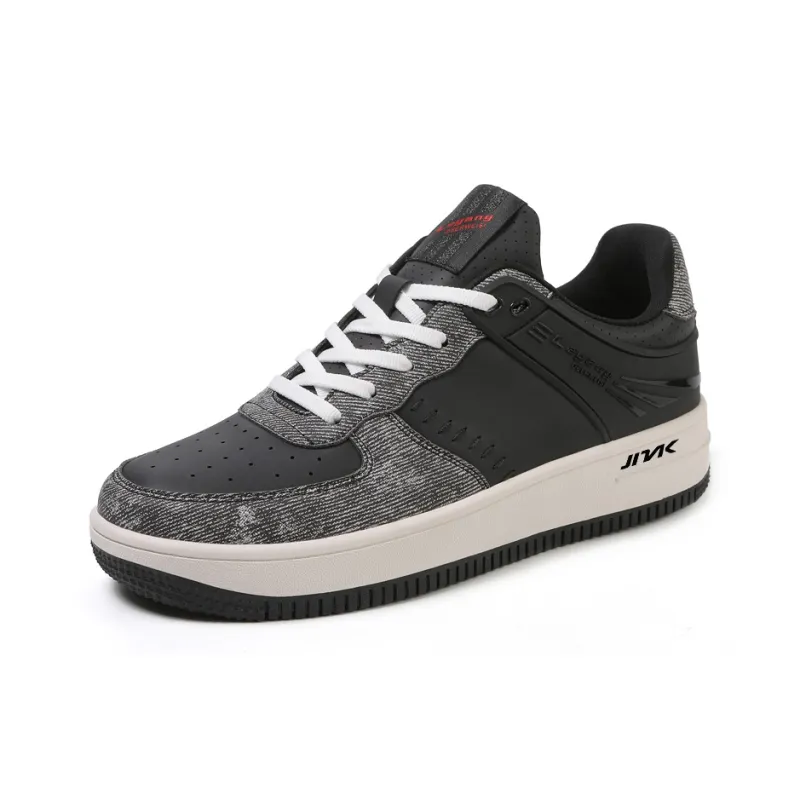 Lin Feng Shock Absorbers Low Top Skateboard Shoes Unisex Denim Gastrodia Black-11